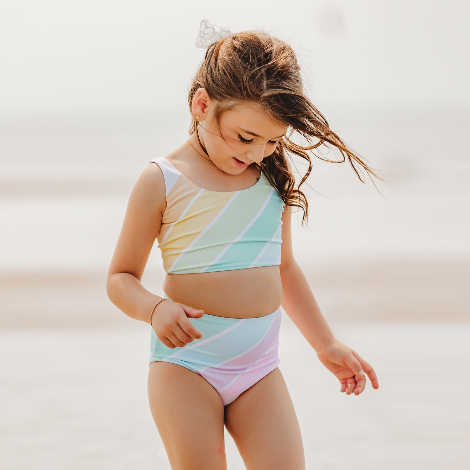 West Coast Rainbow Girls Two Piece Tank Retro Kids Swimwear Saint Ida